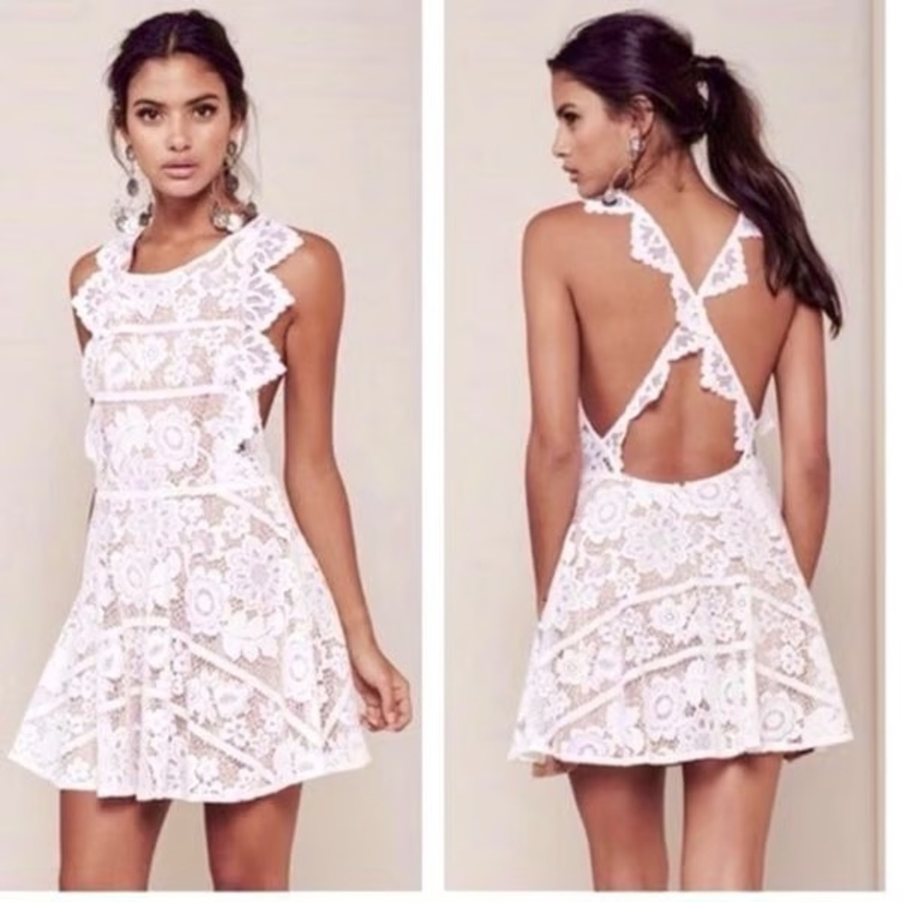 For love and lemons Gianna lace apron dress white open back mini small